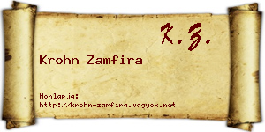 Krohn Zamfira névjegykártya